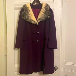 “Vintage” purple coat with fur collar